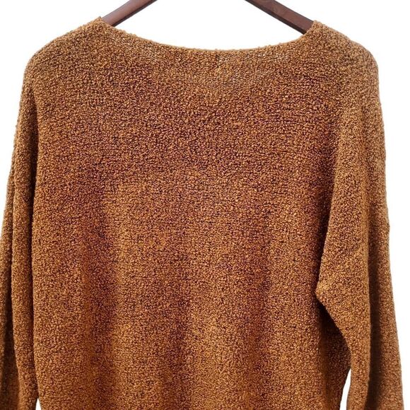 Dreamers Chunky Knit Fuzzy Sweater Size S Mustard Gold V-Neck Slouchy Womens - Picture 5 of 9